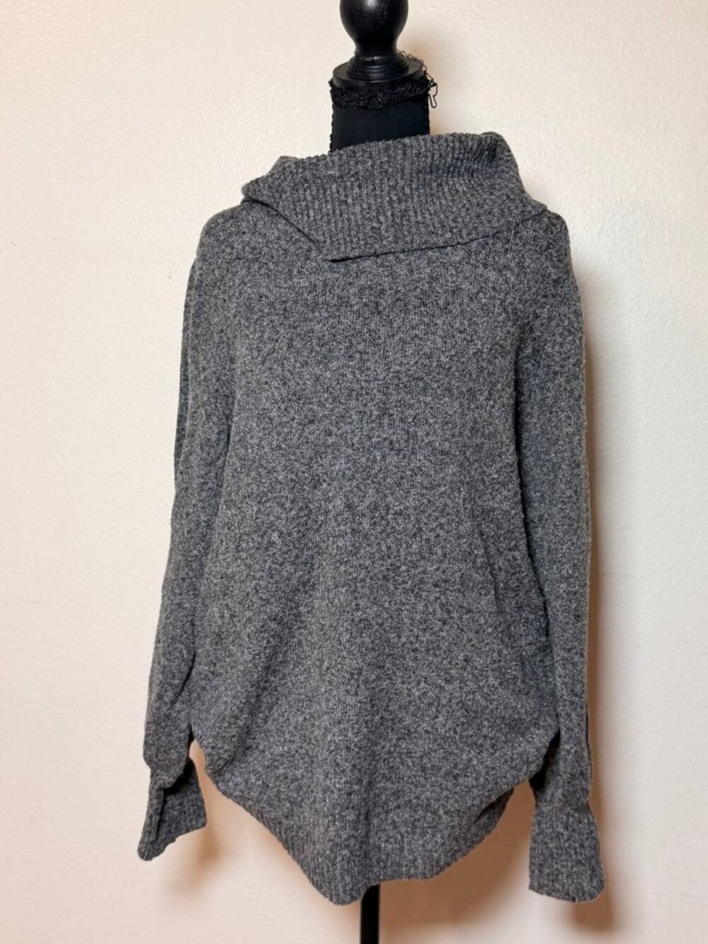 Tahari Grey Marled Cowl Neck Sweater Effortless Fall Style